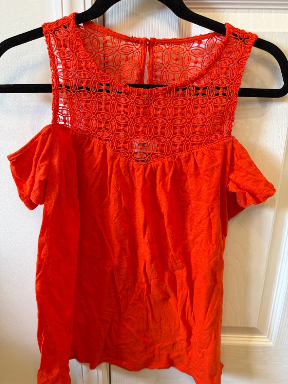 Old Navy Bright Red Lace Yoke Cold-Shoulder Camisole